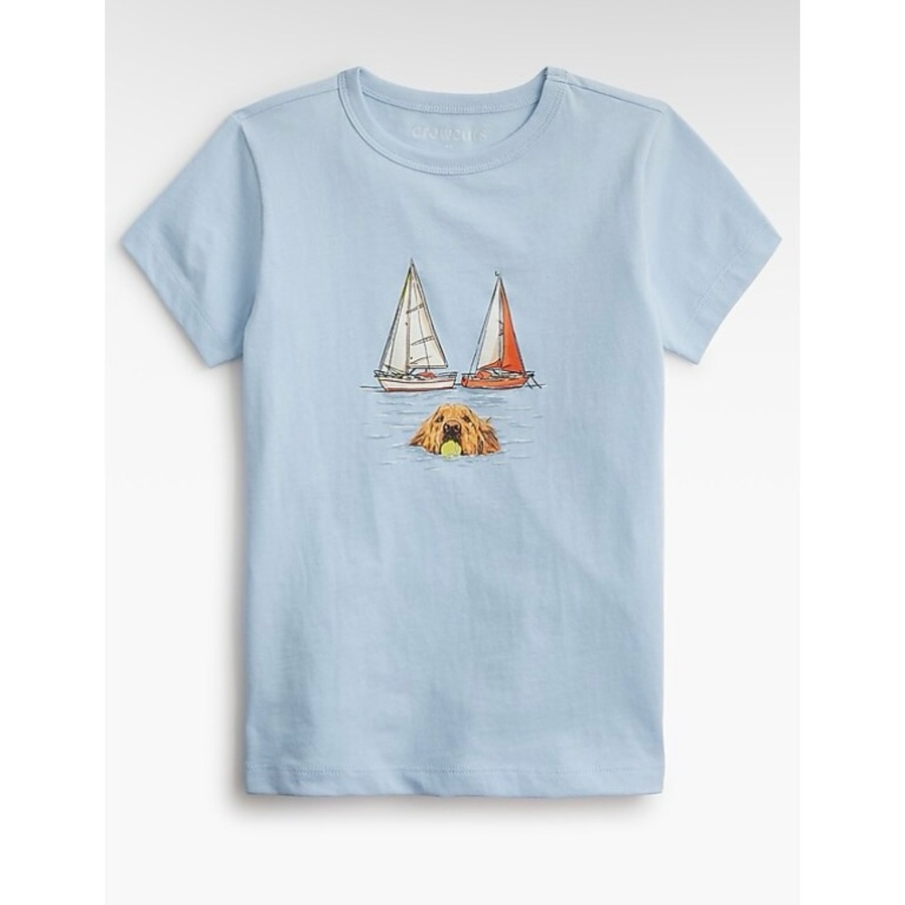 J. Crew Crewcuts Boys' Beach Dogs Graphic Tee Faded Chambray Blue